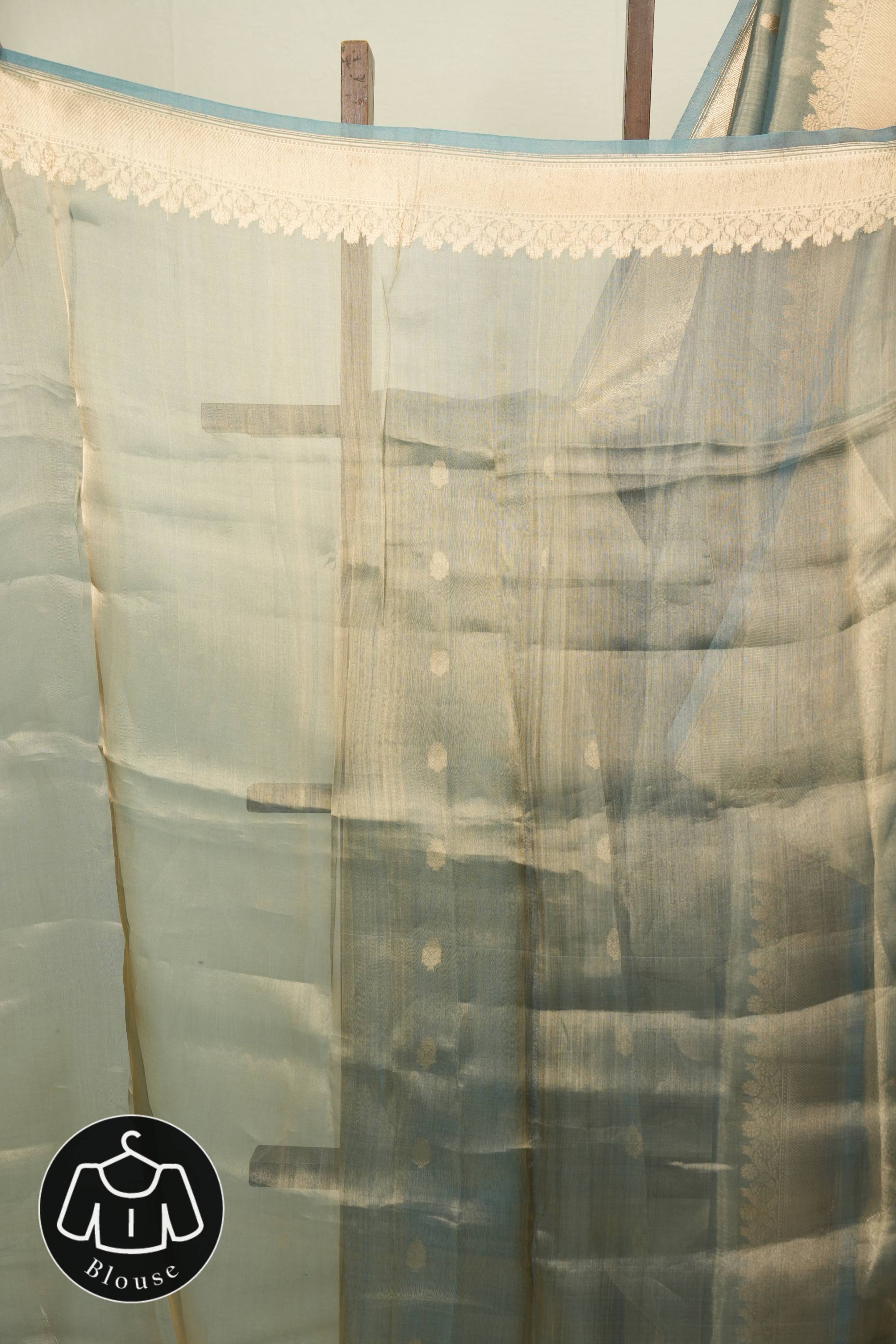 Sky Blue Tissue Banarasi Silk Saree - SRSBTSS115