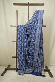Indigo HBP Cotton Saree - SRICS3775
