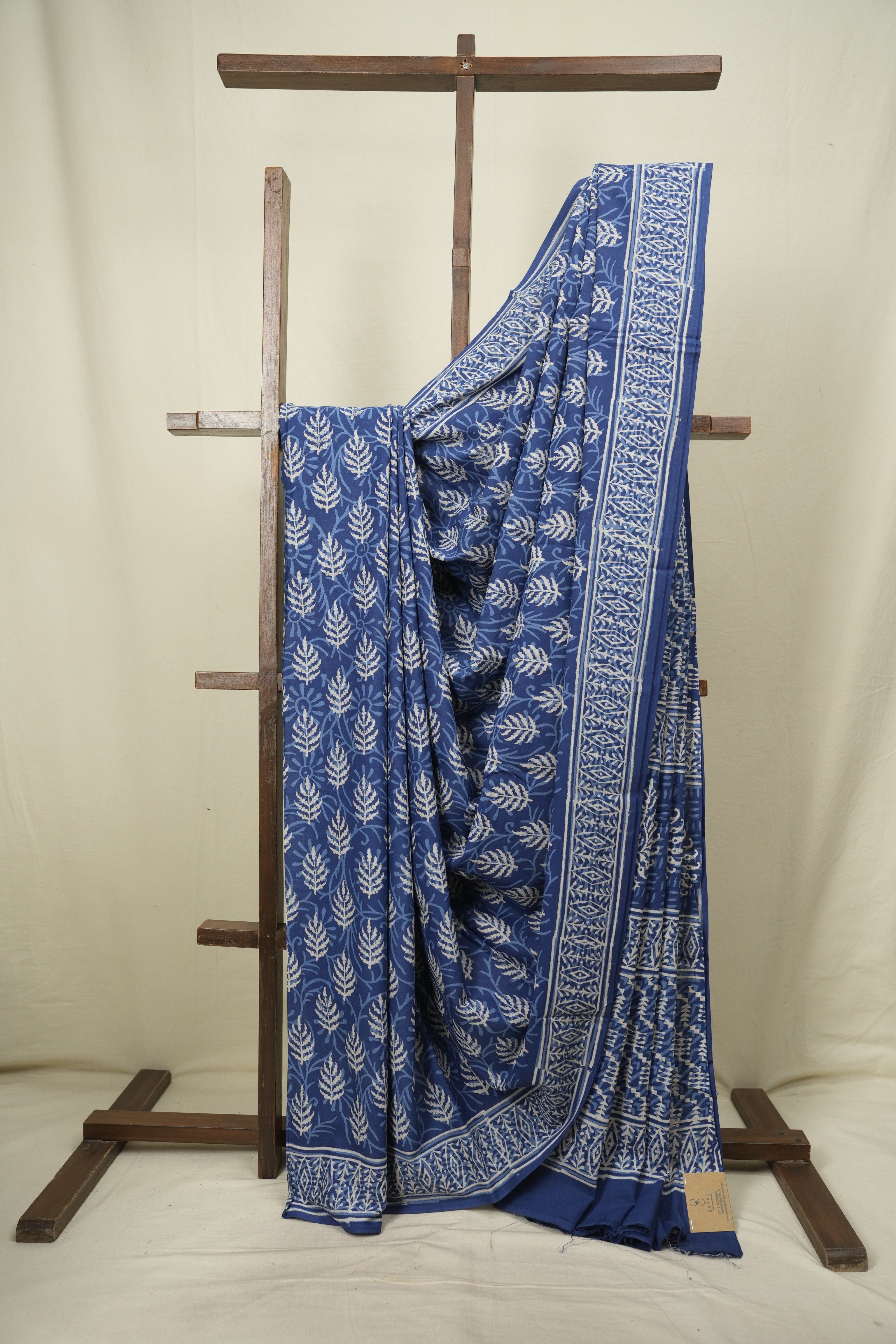 Indigo HBP Cotton Saree - SRICS3775