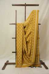 Mustard Yellow HBP Cotton Saree- SRMYCS3274