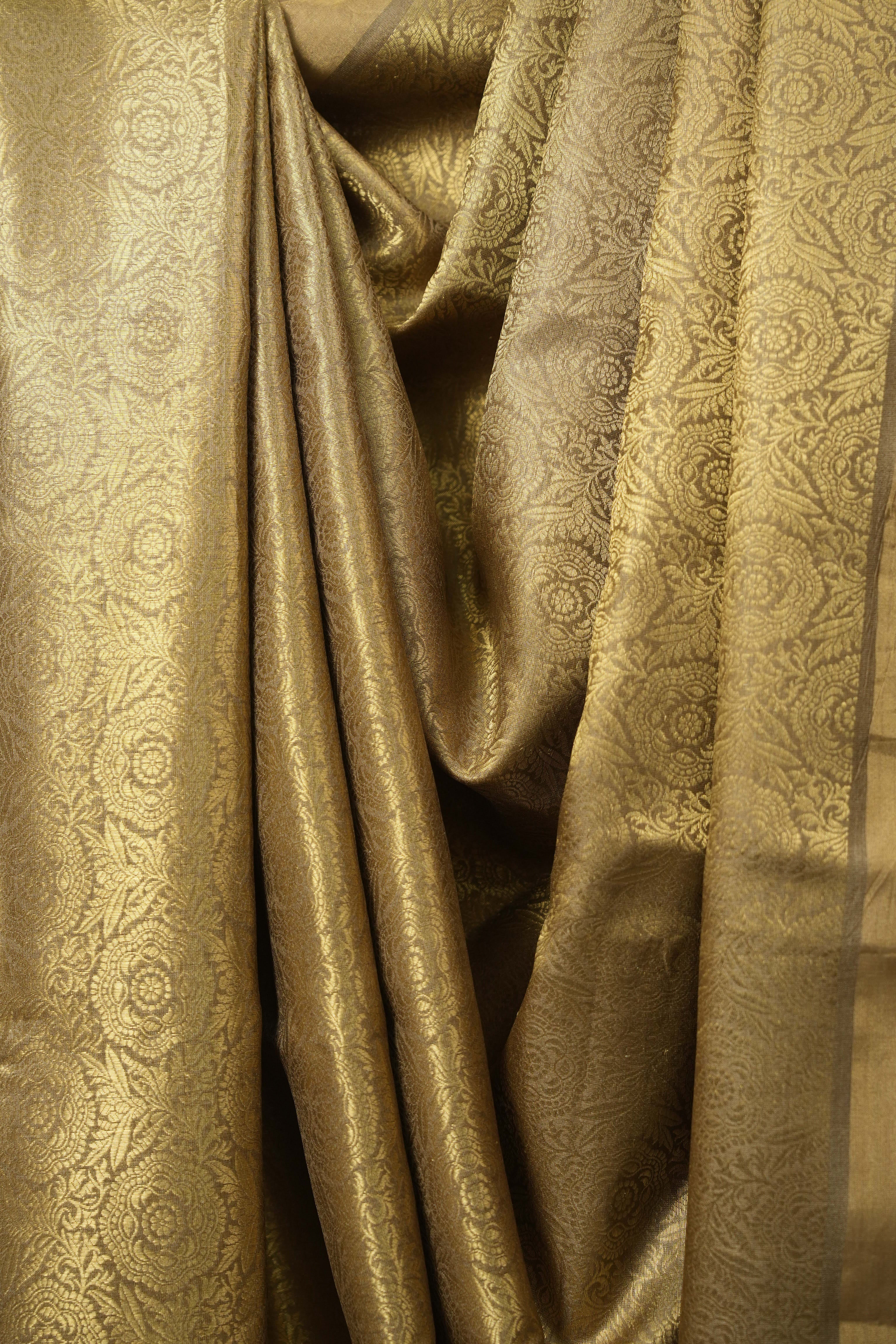 Khaki Tussar Silk Saree - SRKTSS1952
