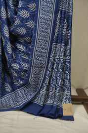 Indigo HBP Cotton Saree - SRICS3775
