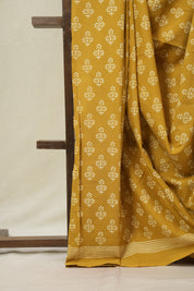 Mustard Yellow HBP Cotton Saree- SRMYCS3274