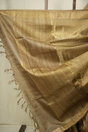 Khaki Tussar Silk Saree - SRKTSS1952