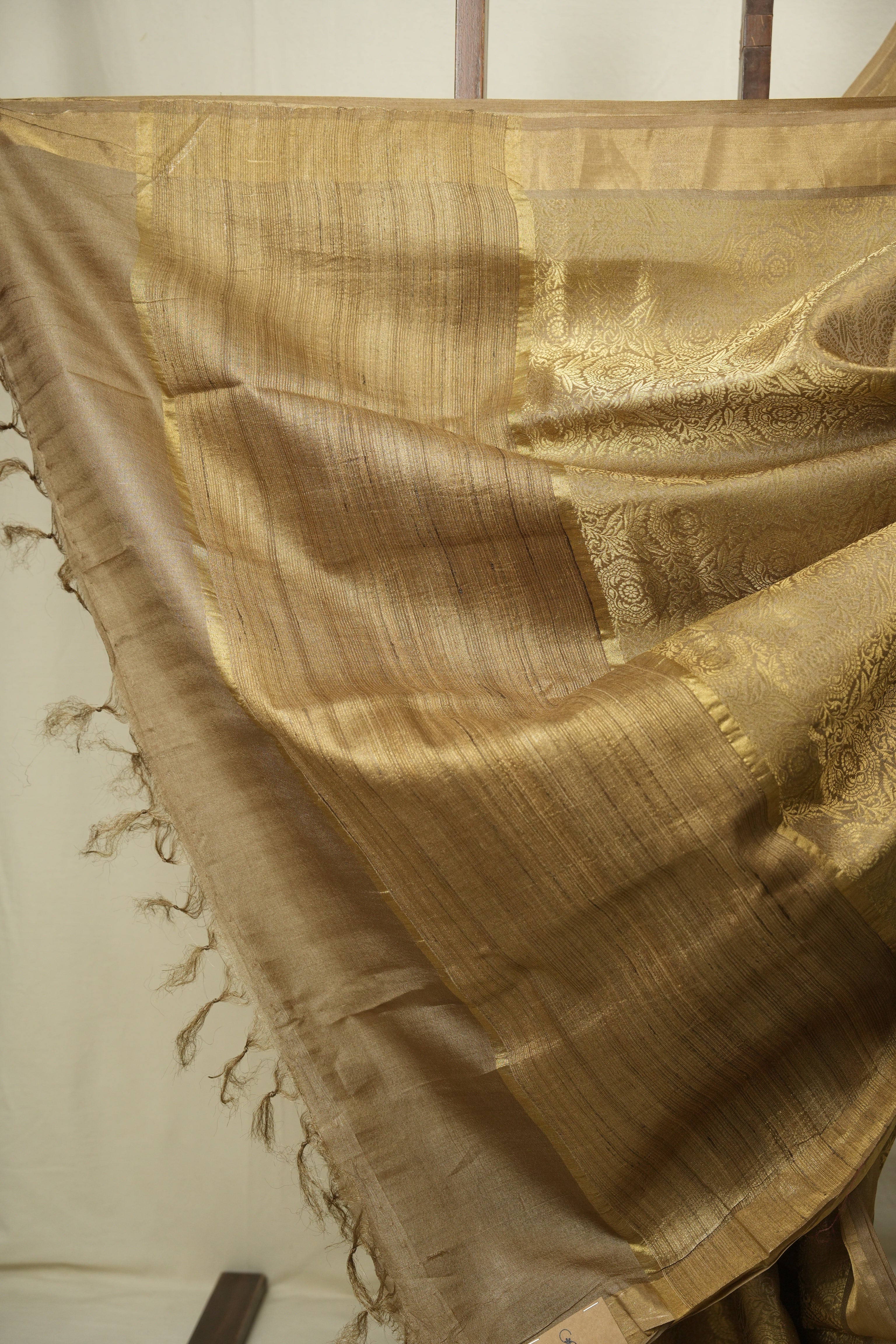 Khaki Tussar Silk Saree - SRKTSS1952