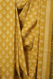 Mustard Yellow HBP Cotton Saree- SRMYCS3274