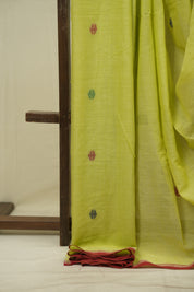 Pista Green Bengal Mul Cotton Saree - SRPGBMCS075