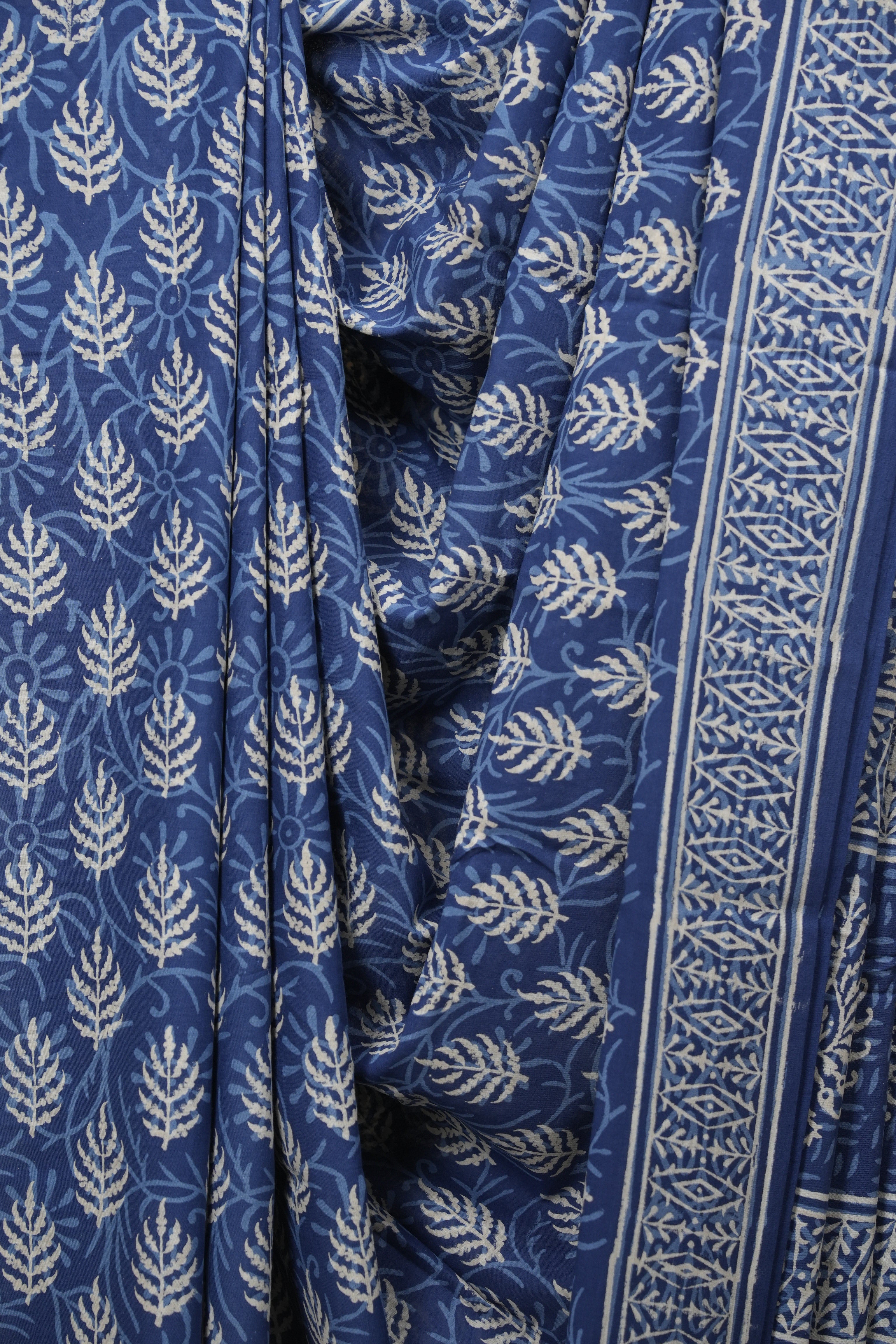 Indigo HBP Cotton Saree - SRICS3775