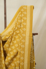Mustard Yellow HBP Cotton Saree- SRMYCS3274
