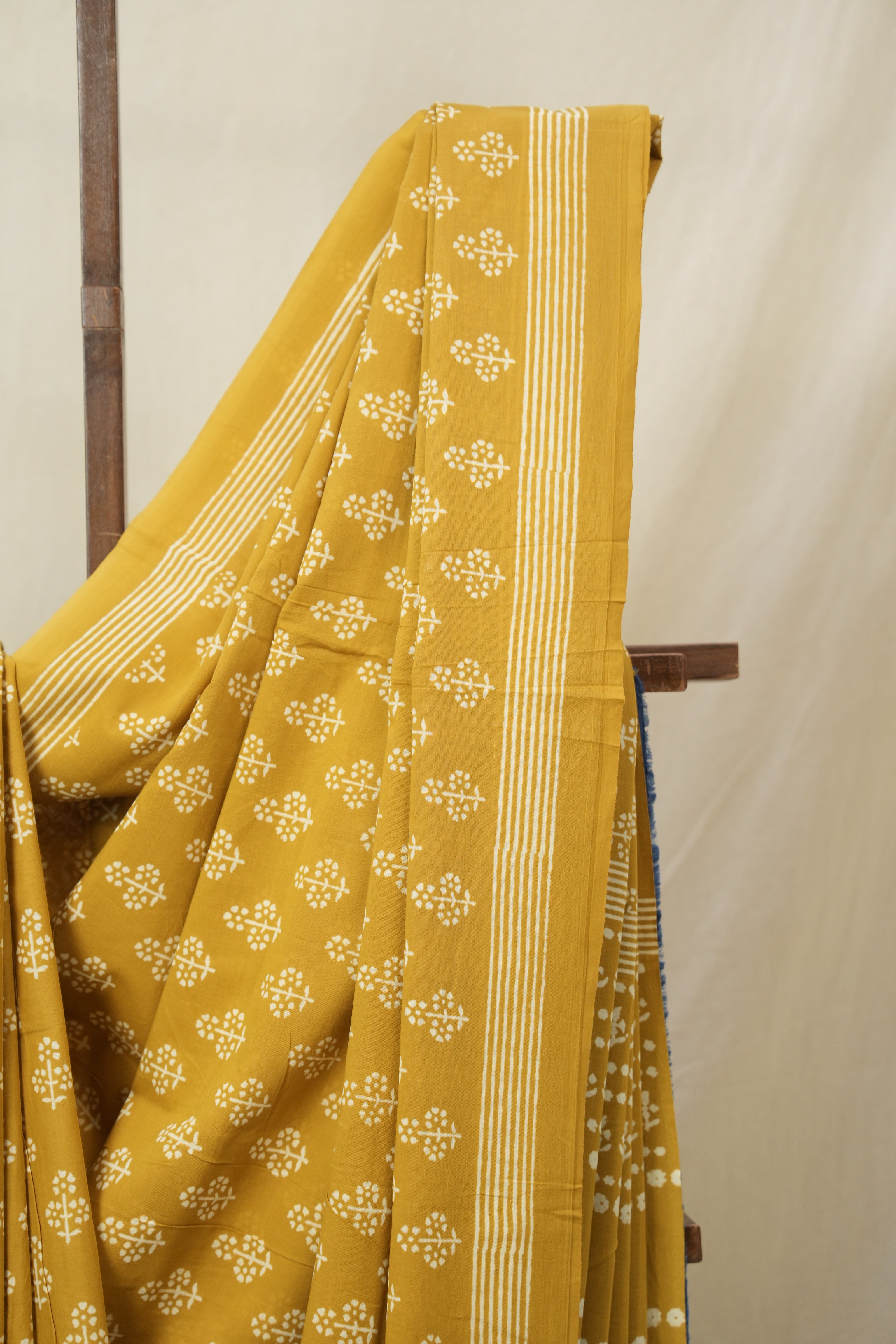 Mustard Yellow HBP Cotton Saree- SRMYCS3274