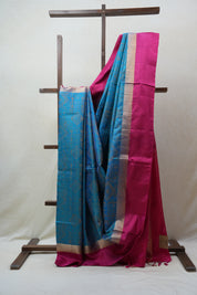 Blue Soft Silk Saree - SRBSSS244