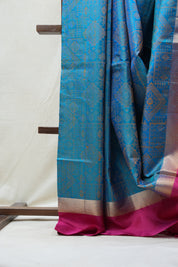 Blue Soft Silk Saree - SRBSSS244