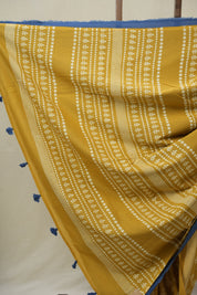 Mustard Yellow HBP Cotton Saree- SRMYCS3274