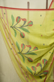 Pista Green Bengal Mul Cotton Saree - SRPGBMCS075