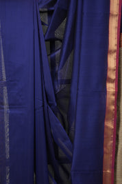 Navy Blue Maheshwari Saree - SRNBMS1026