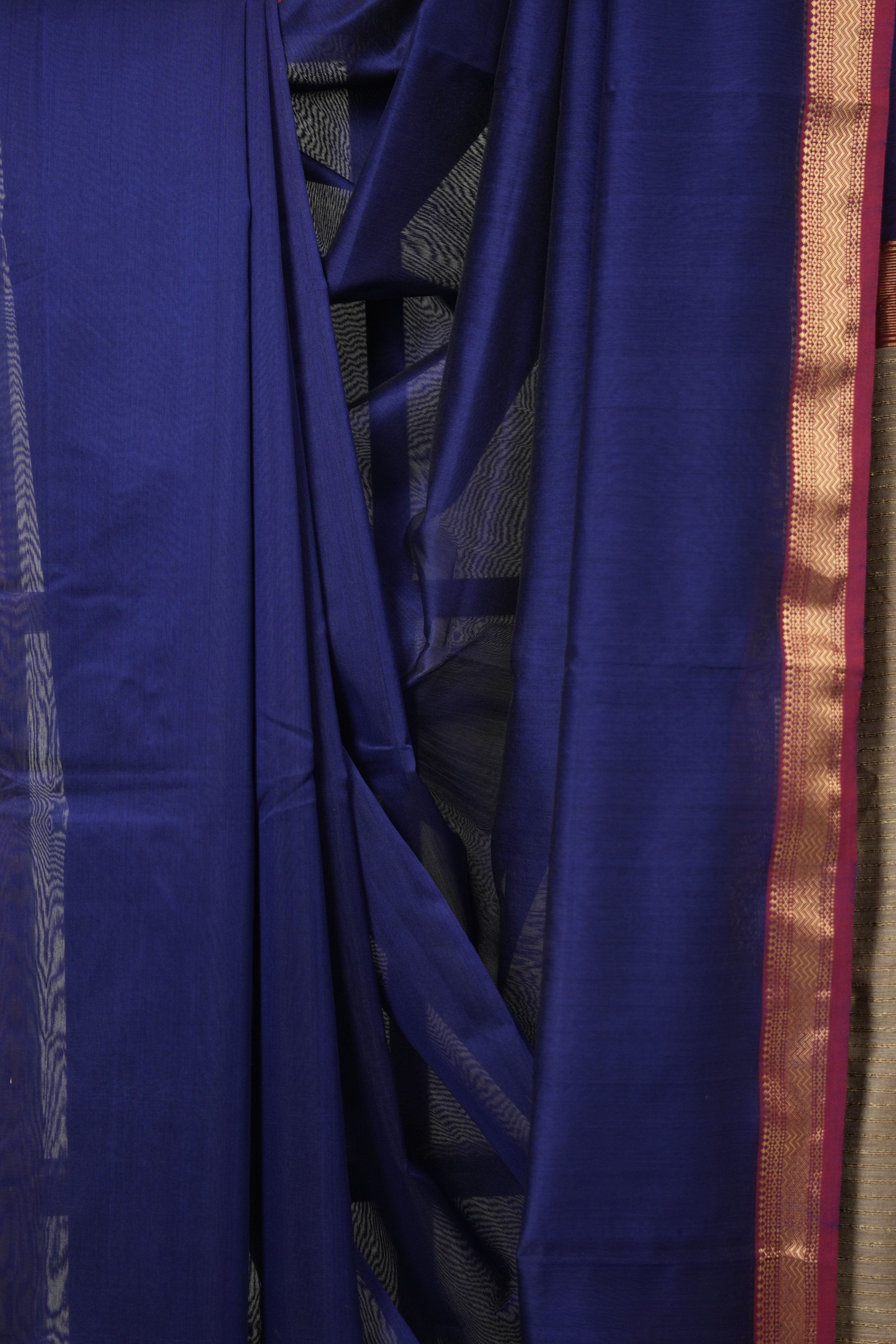 Navy Blue Maheshwari Saree - SRNBMS1026
