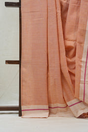 Orange Small Checks Cotton Patteda Anchu Saree - SROPAS217