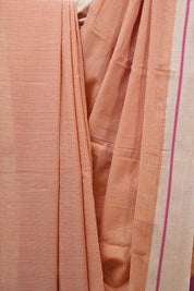 Orange Small Checks Cotton Patteda Anchu Saree - SROPAS217