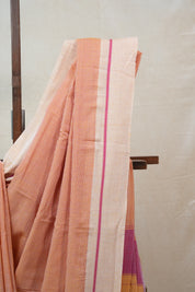 Orange Small Checks Cotton Patteda Anchu Saree - SROPAS217