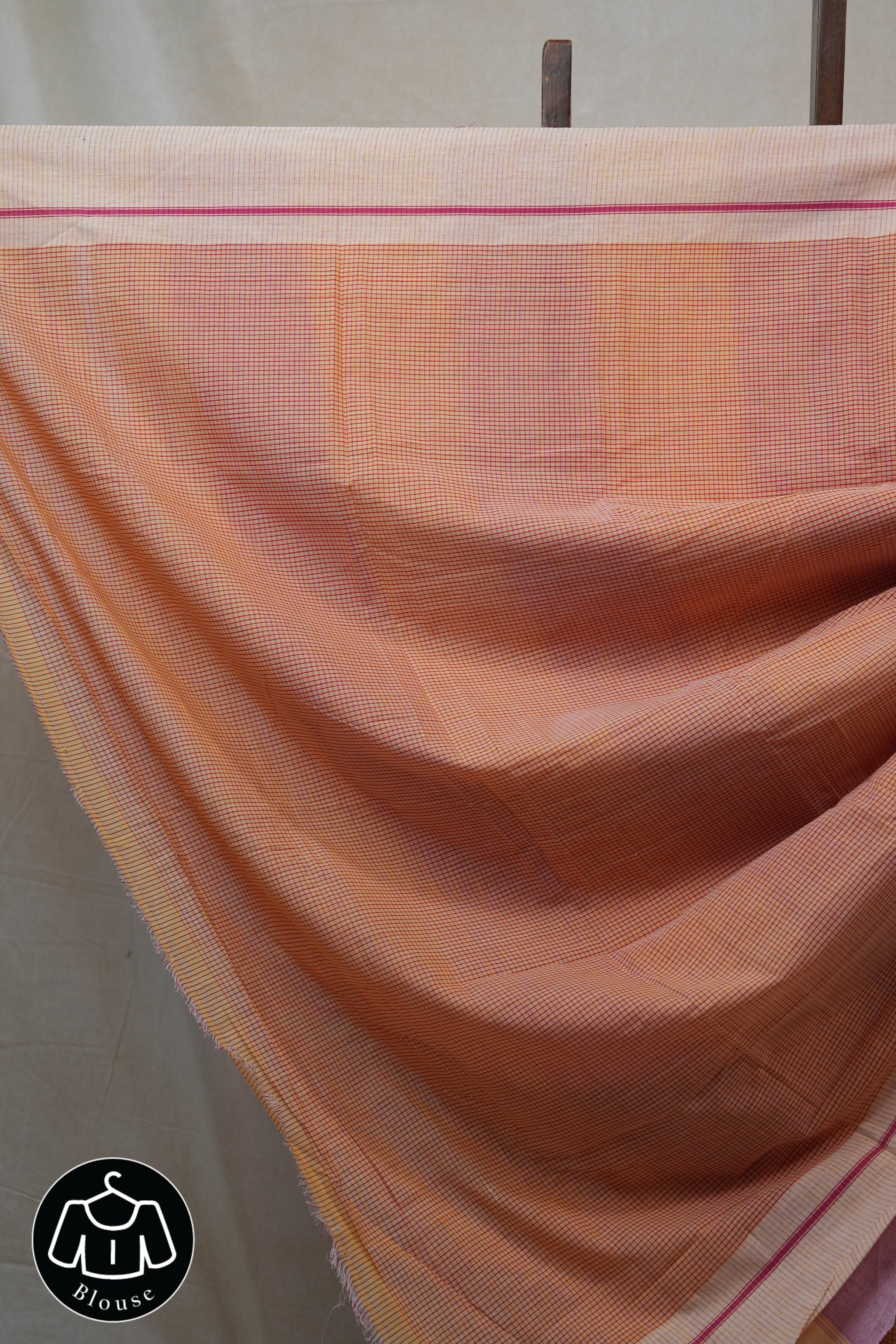 Orange Small Checks Cotton Patteda Anchu Saree - SROPAS217