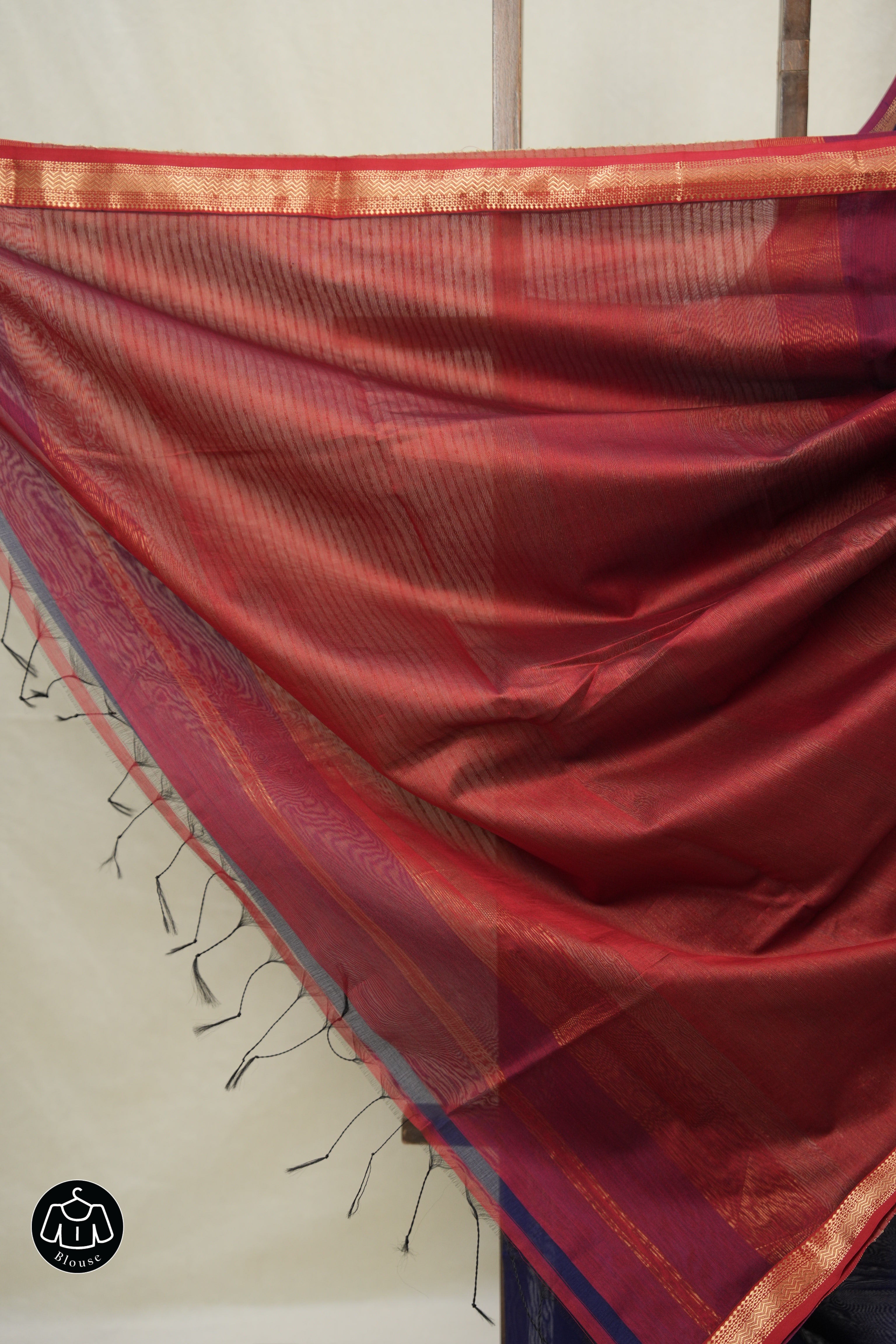 Navy Blue Maheshwari Saree - SRNBMS1026