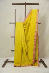 Neon Yellow Maheshwari Saree - SRNYMS1025
