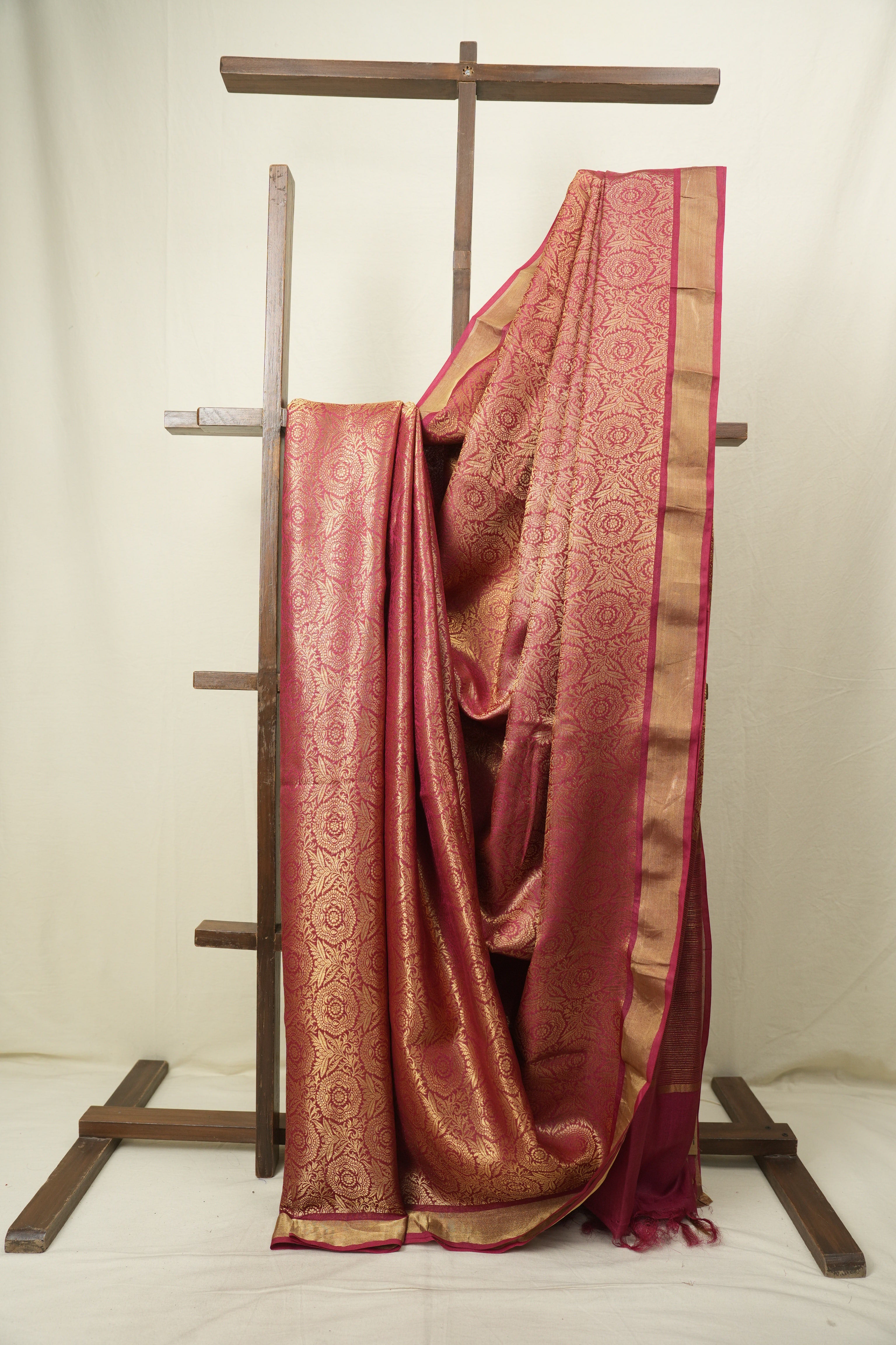 Rani Pink Tussar Silk Saree - SRRPTSS1954