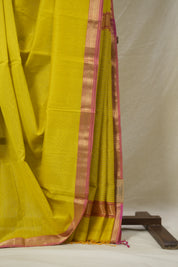 Neon Yellow Maheshwari Saree - SRNYMS1025