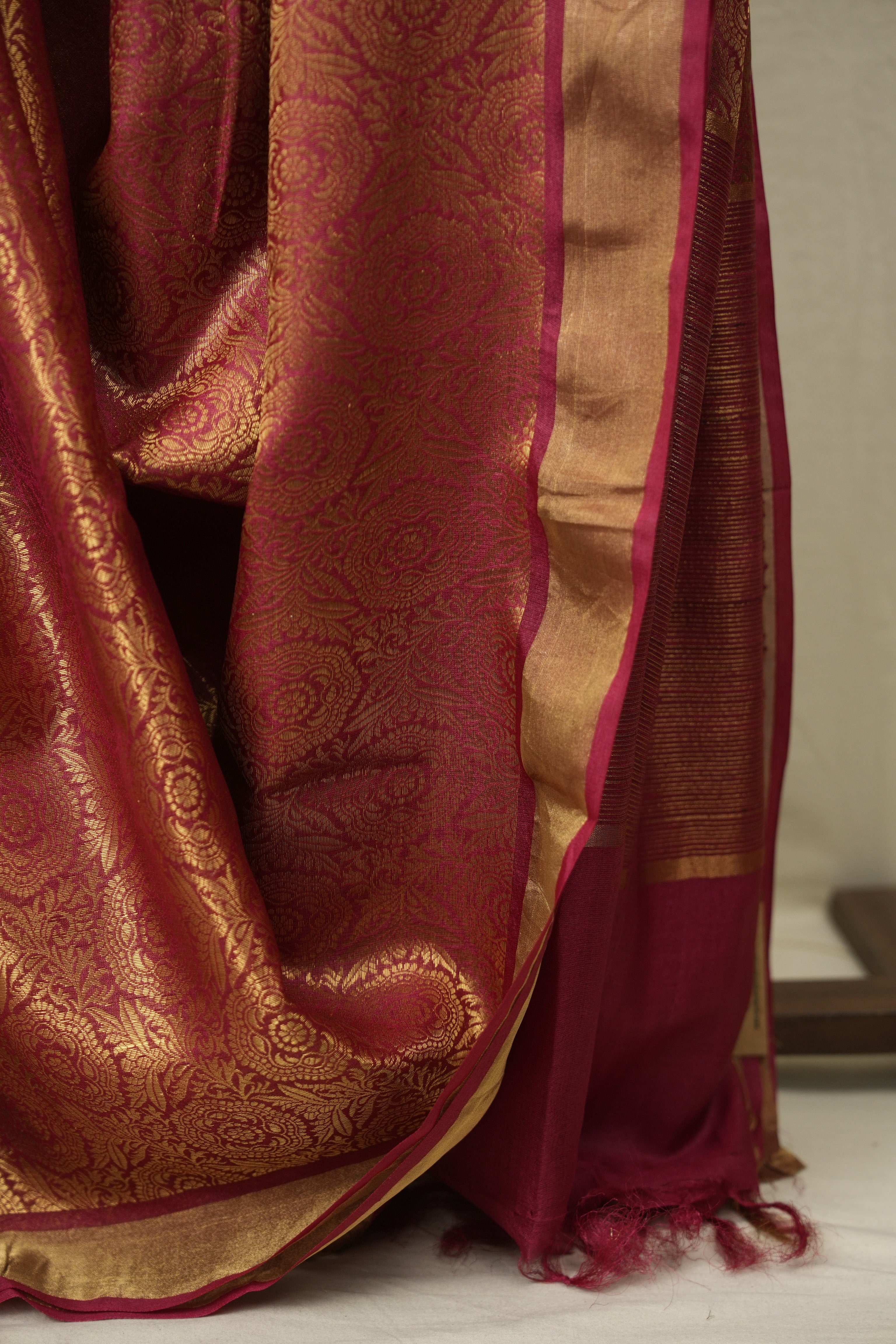 Rani Pink Tussar Silk Saree - SRRPTSS1954