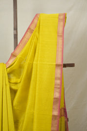 Neon Yellow Maheshwari Saree - SRNYMS1025