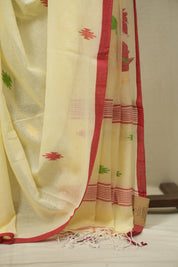 Light Yellow Bengal Mul Cotton Saree - SRLYBMCS078