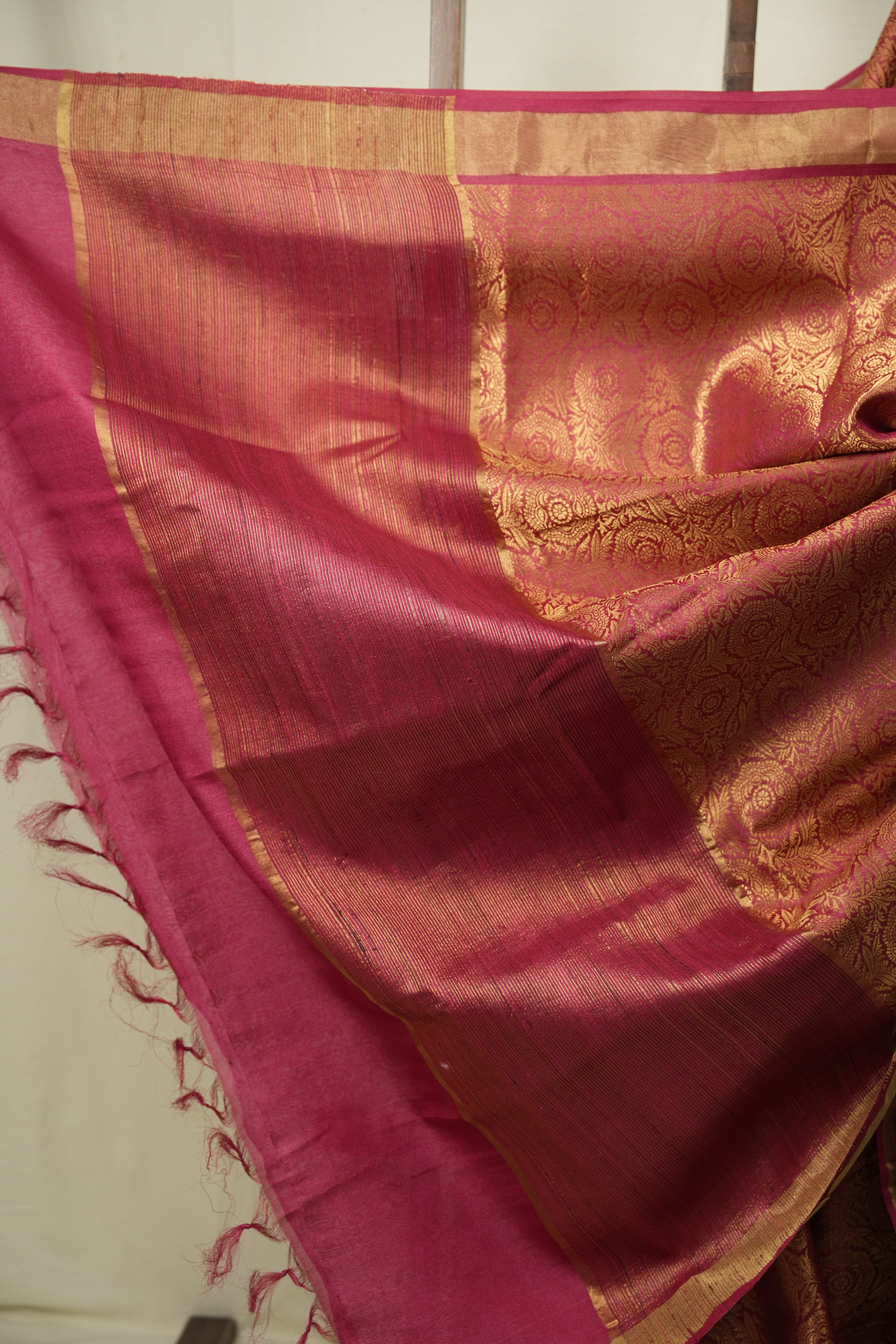 Rani Pink Tussar Silk Saree - SRRPTSS1954