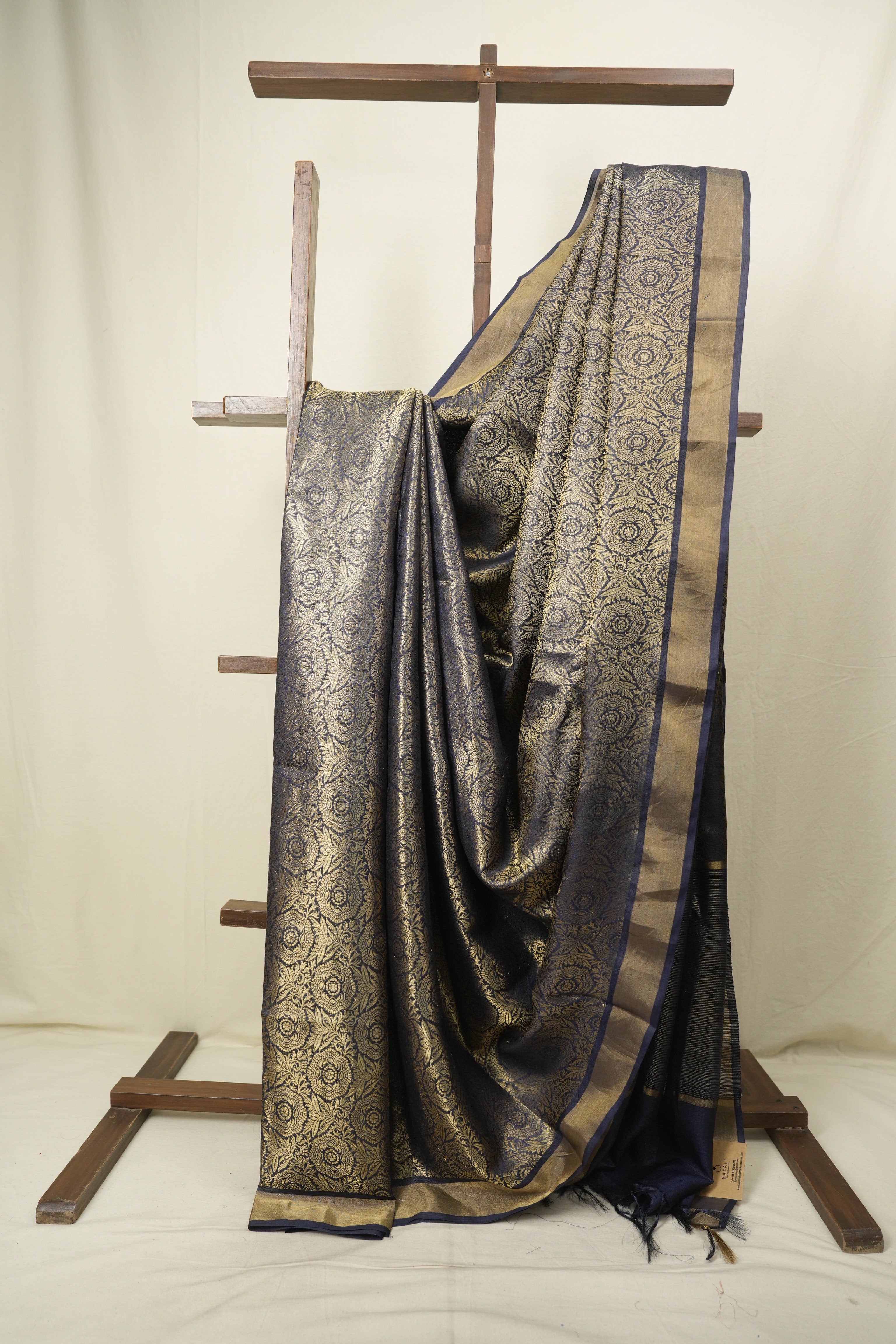 Navy Blue Tussar Silk Saree - SRNBTSS1955