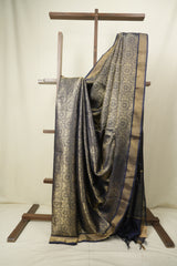 Navy Blue Tussar Silk Saree - SRNBTSS1955