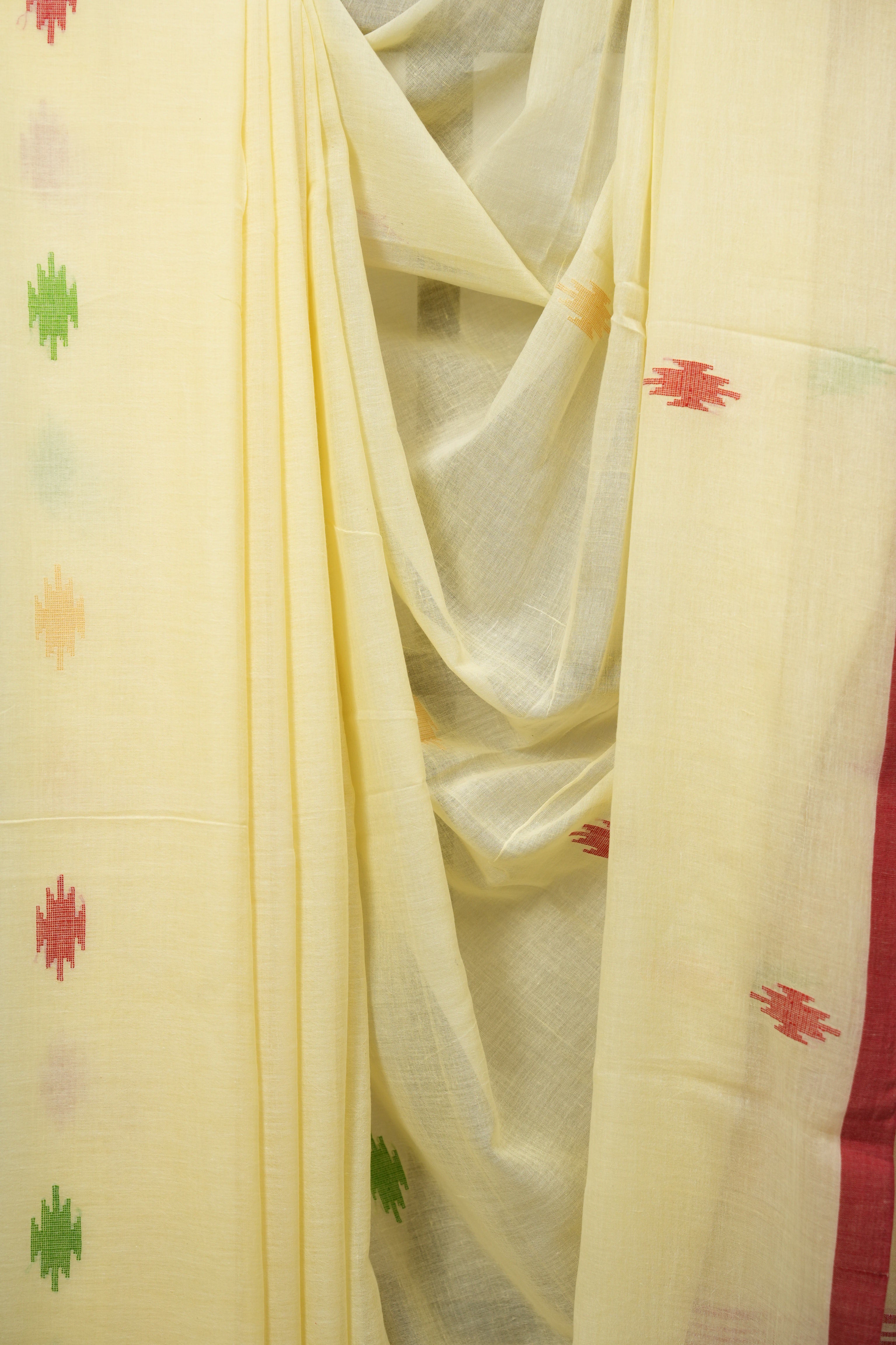 Light Yellow Bengal Mul Cotton Saree - SRLYBMCS078