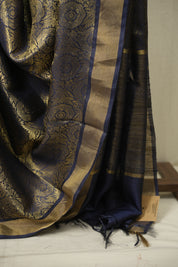 Navy Blue Tussar Silk Saree - SRNBTSS1955