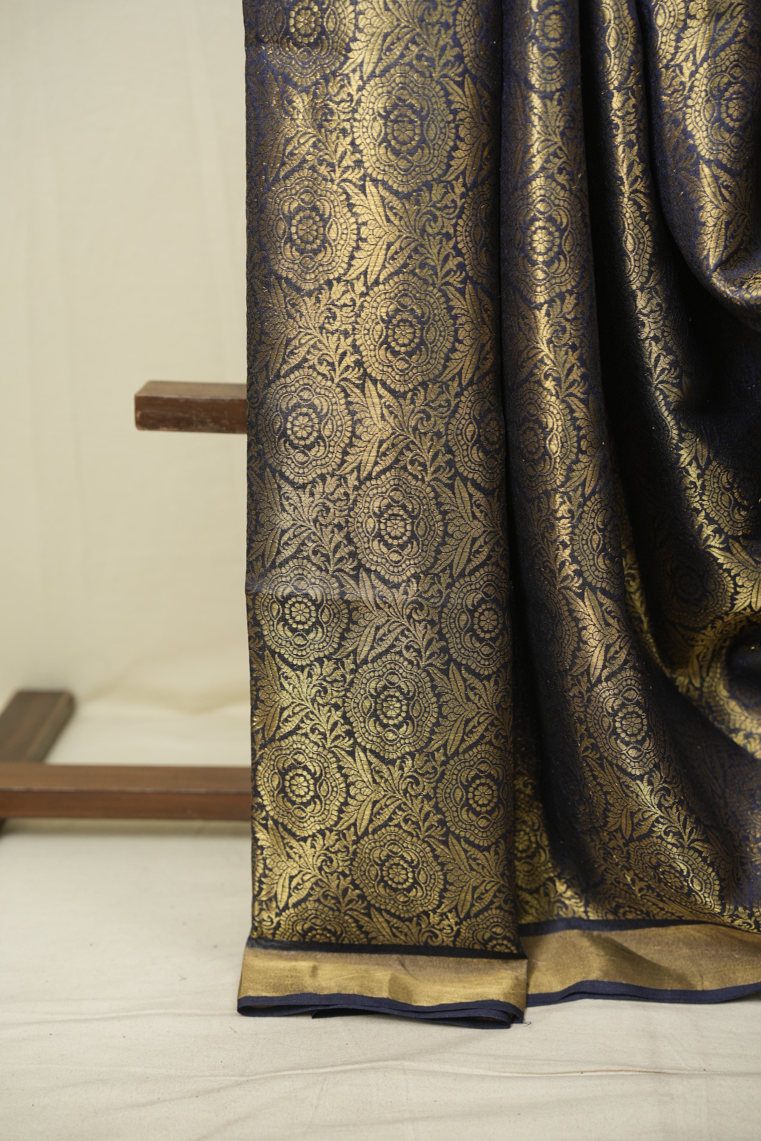 Navy Blue Tussar Silk Saree - SRNBTSS1955