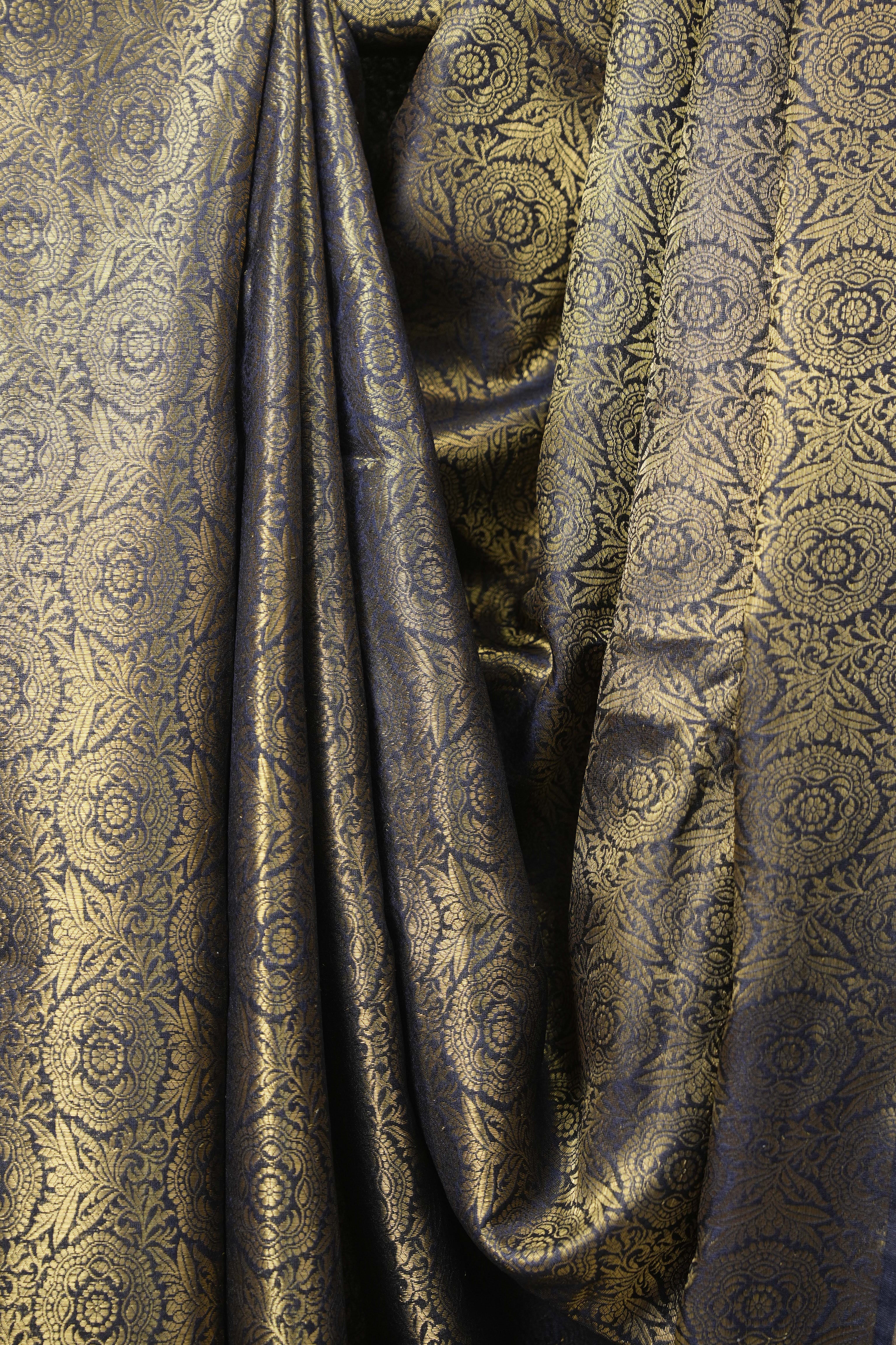 Navy Blue Tussar Silk Saree - SRNBTSS1955