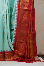 Aqua Blue Gadwal Silk Saree - SRABGSS436