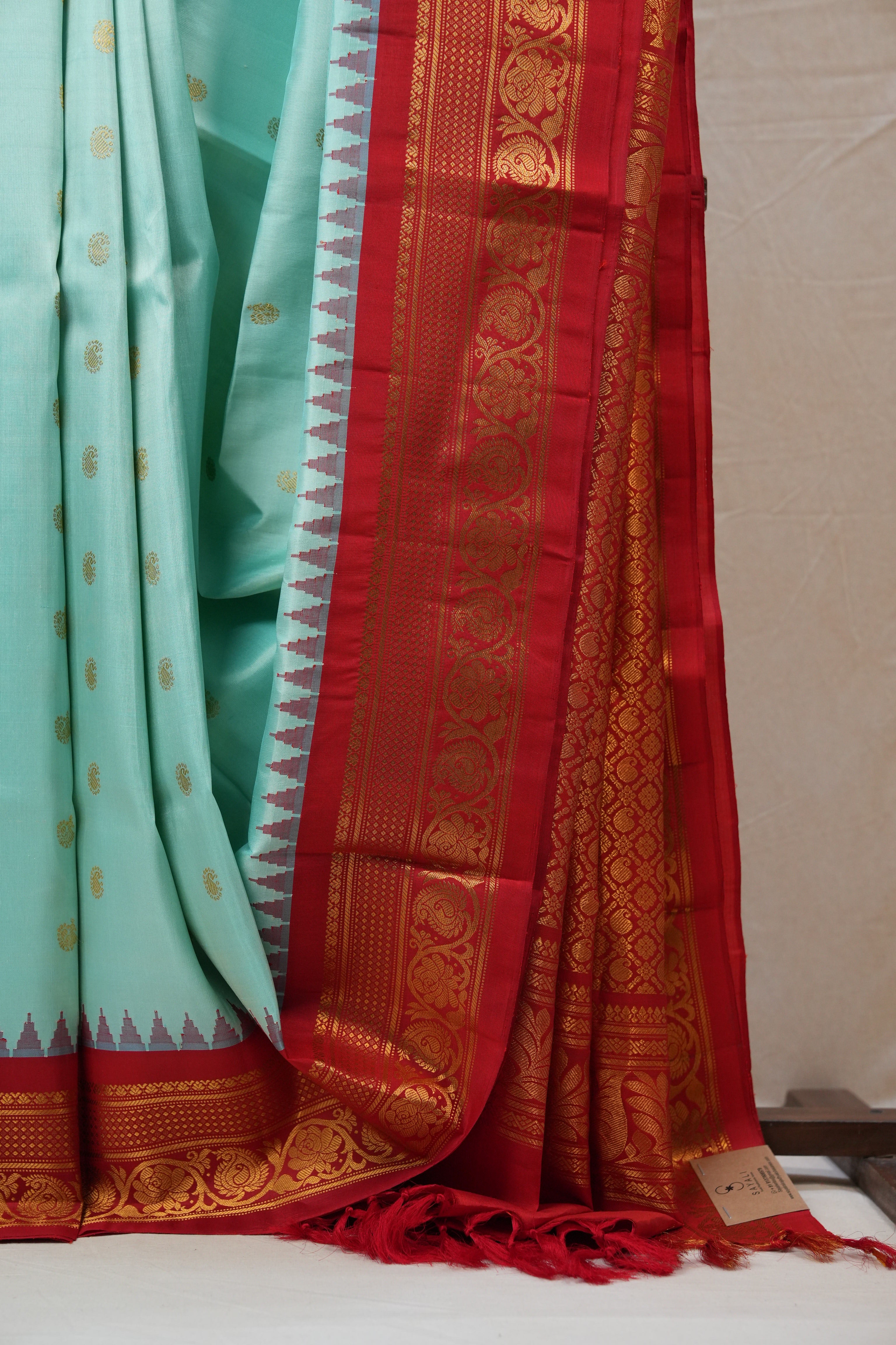 Aqua Blue Gadwal Silk Saree - SRABGSS436