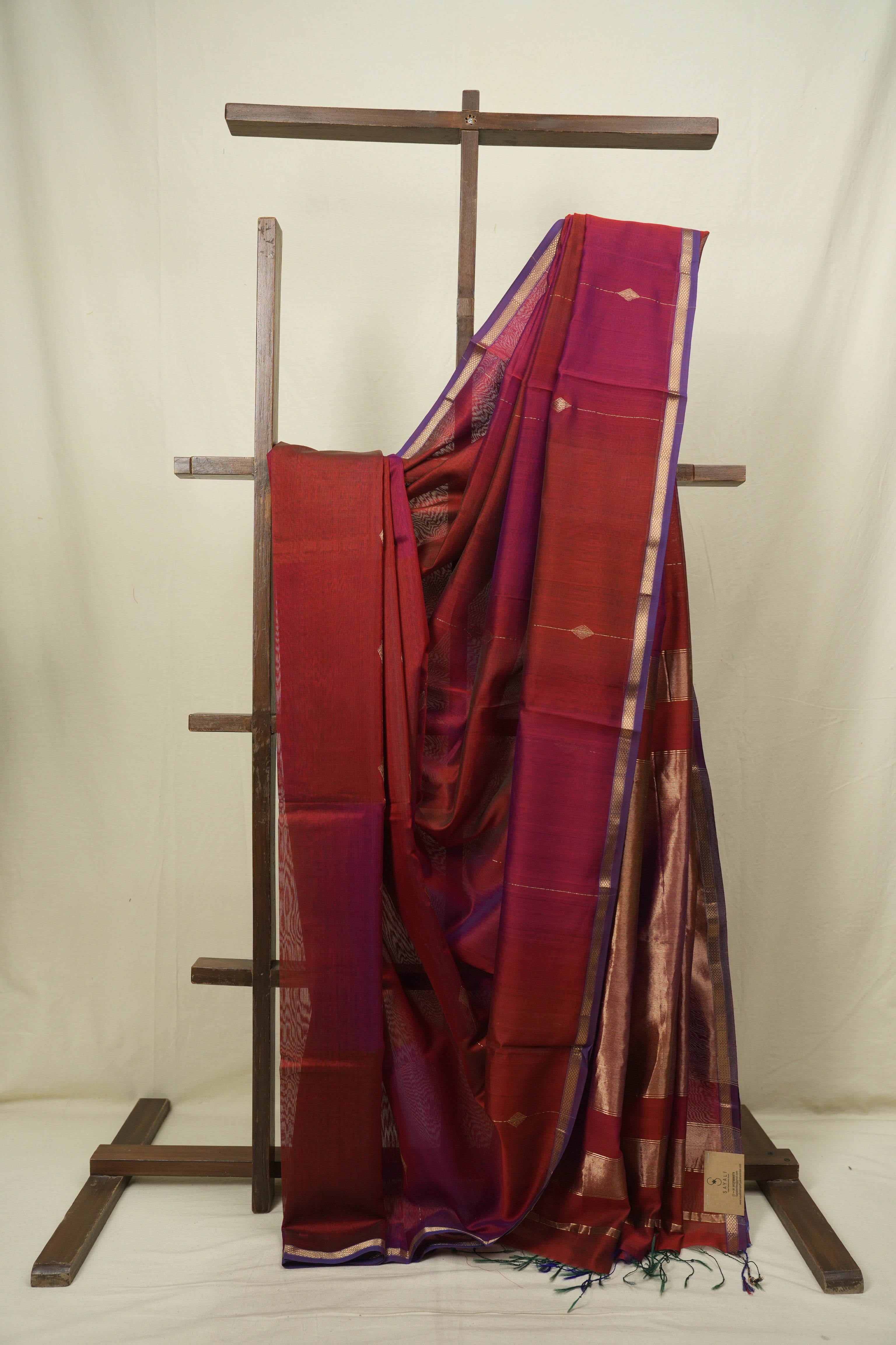 Brick- Pink Maheshwari Saree - SRBPMS1300