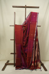 Brick- Pink Maheshwari Saree - SRBPMS1300