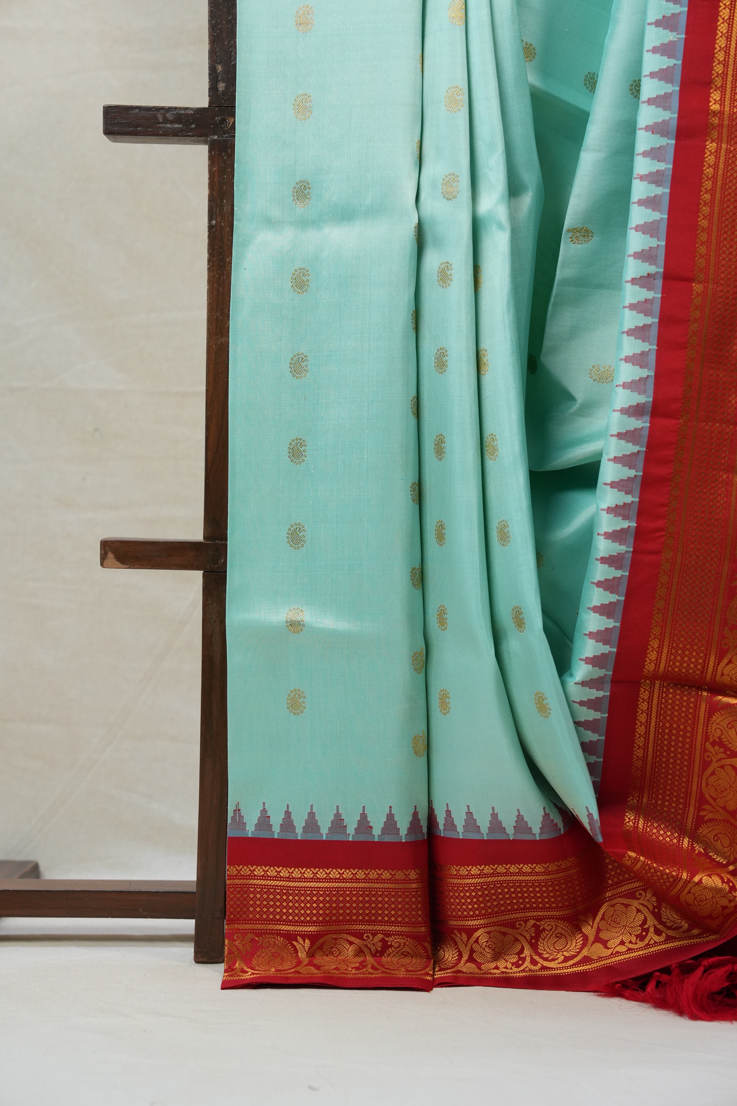 Aqua Blue Gadwal Silk Saree - SRABGSS436