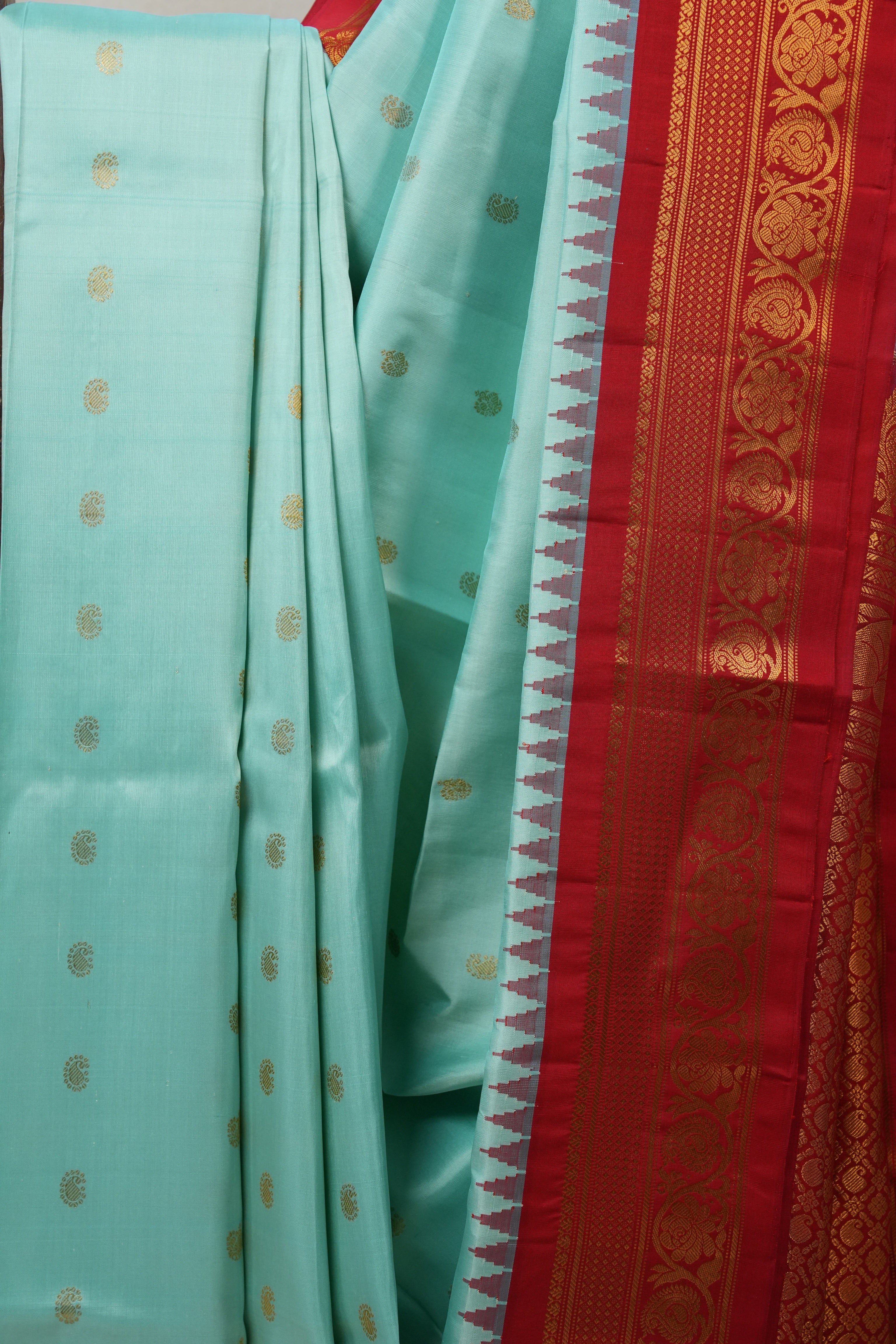 Aqua Blue Gadwal Silk Saree - SRABGSS436