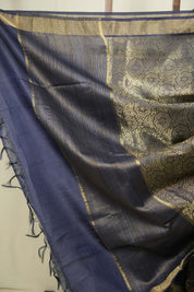 Navy Blue Tussar Silk Saree - SRNBTSS1955