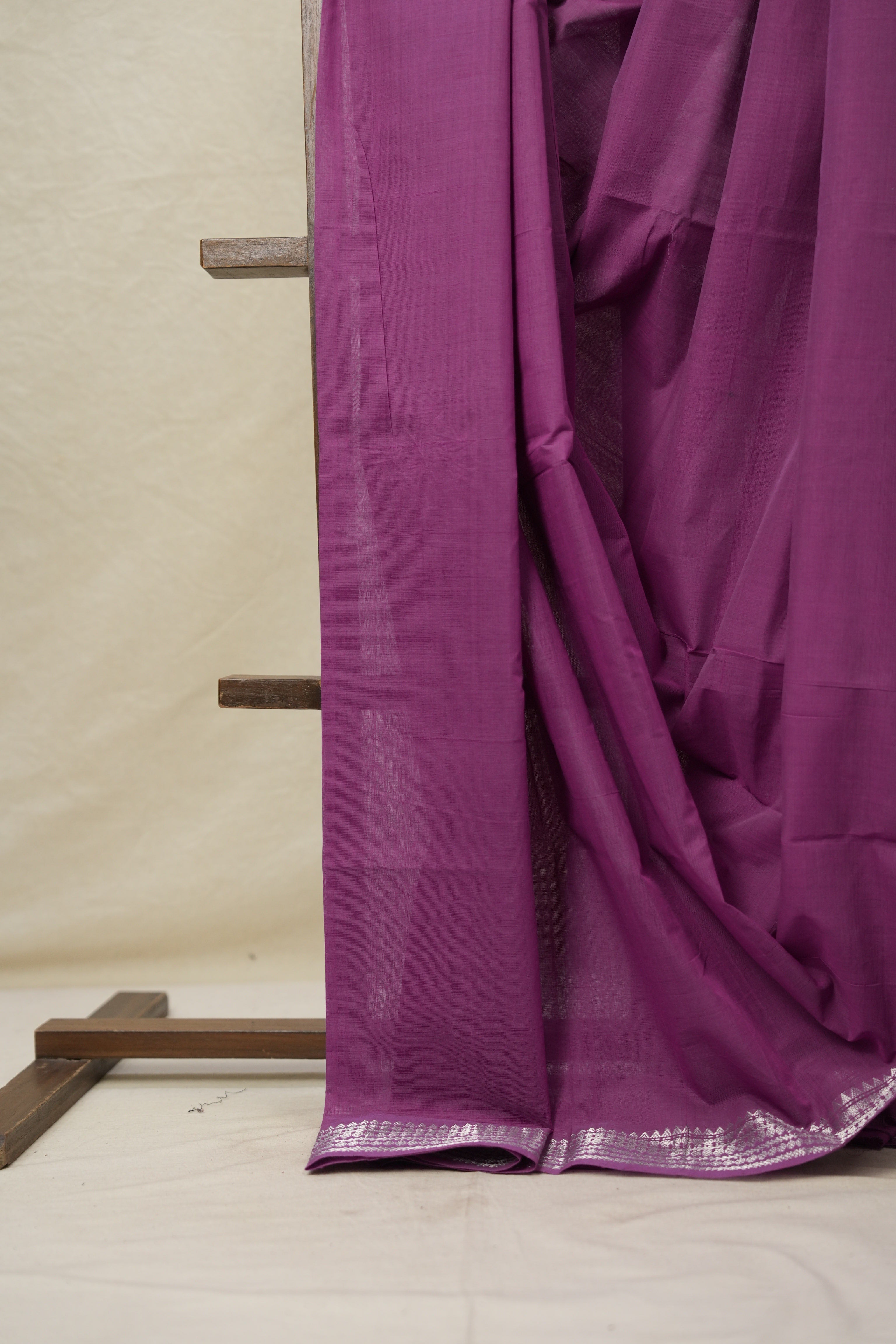 Purple  Plain Cotton Mangalgiri Saree - SRPPCMS53