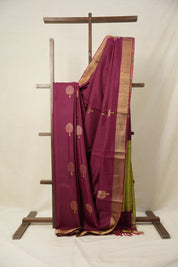 Magenta Raw Silk Saree - SRMRSS923