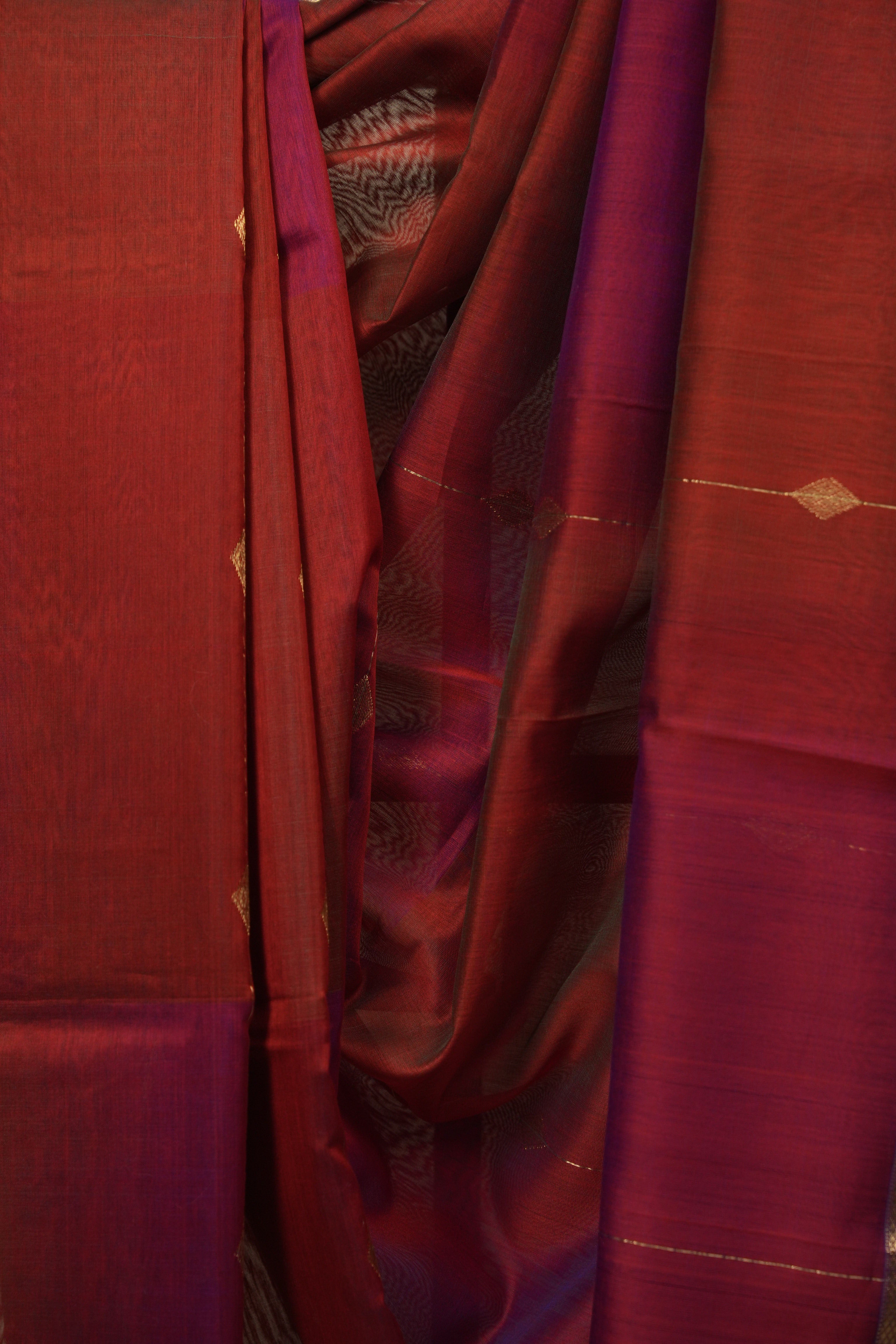 Brick- Pink Maheshwari Saree - SRBPMS1300
