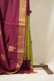 Magenta Raw Silk Saree - SRMRSS923