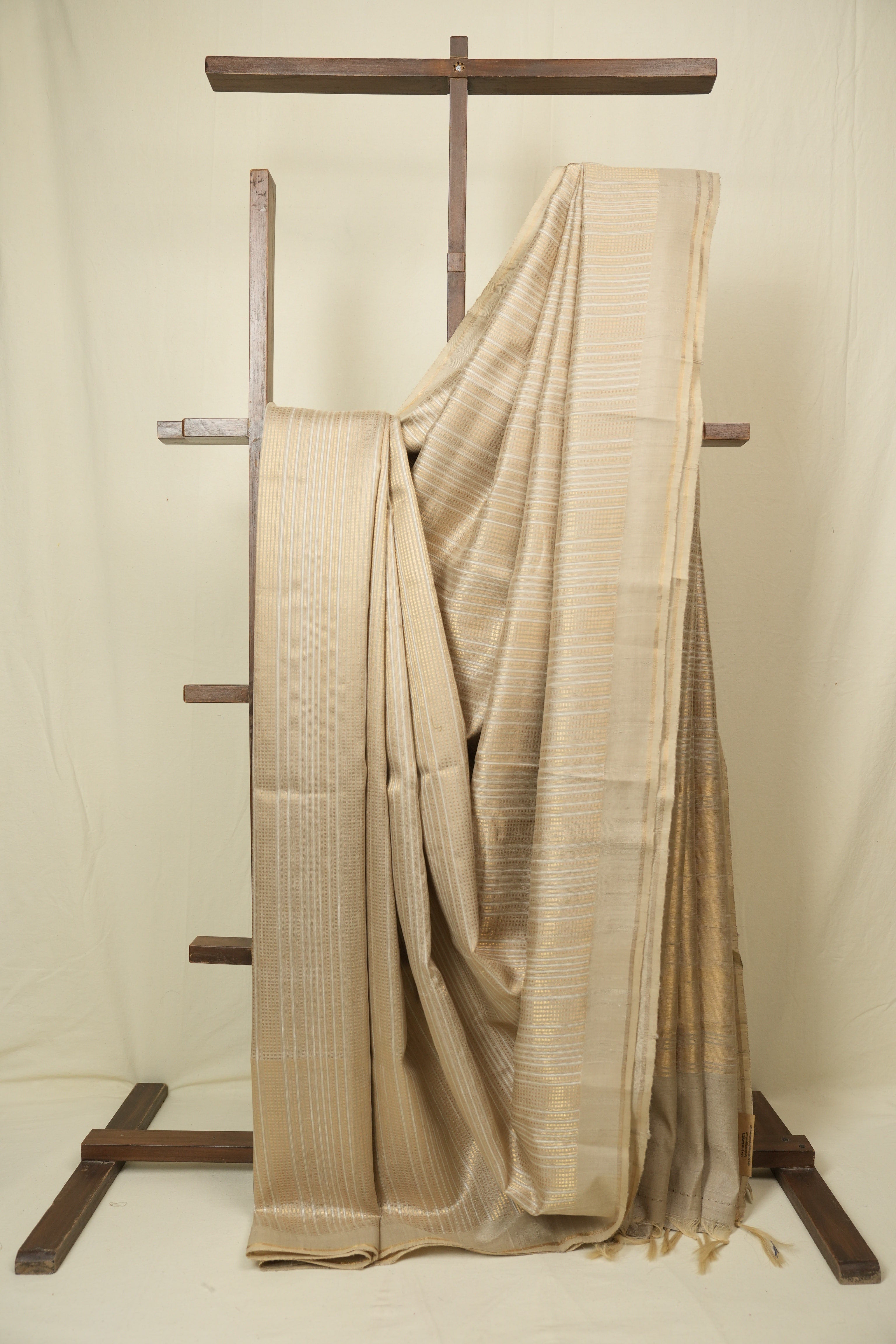 Cream Raw Silk Saree - SRCRSS1022